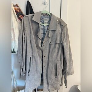 Light Gray suede 100% leather Jacket